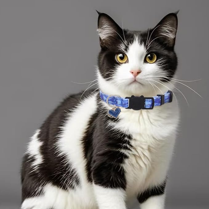 Cat Collar Breakaway, 2 Pack Cotton Cats Collars with Bells, Cute Heart Shaped for Girl Boy Kittens