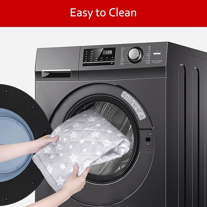 Waterproof Dog Bed Covers Replacement Washable Pet Hair Easy to Remove, Noiseless Quilted Puppy Pet Bed Cover Lovely Grey Star Print 16x25 Inches, for Dog/Cat, Cover Only