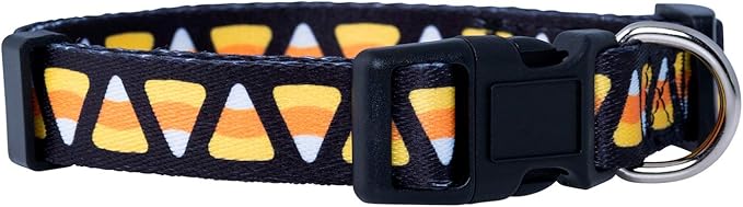 Native Pup Halloween Dog Collar- Spooky Fall Themed Horror Costume Collars- Skull, Pumpkin, Ghost, Bat, Witch, Candy Corn, Spider- Adjustable for Small, Medium, Large Breeds (Small, Candy Corn)
