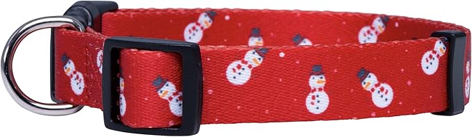 Native Pup Christmas Dog Collar- Winter Holiday Collars for Pets- Xmas Gift for Puppy- Santa, Reindeer, Snowman, Candy Cane, Red Green- Girl Boy- Small, Medium, Large Breeds (Snowman, Medium)