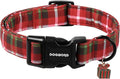 DOGWONG Christmas Plaid Dog Collar, Cute Adjustable Red Collar for Boy and Girl Dogs, Dog Collar with Strong Plastic Buckle for Small Medium Large Dogs,L