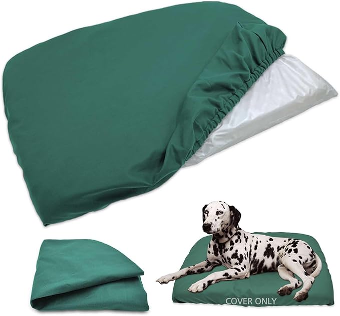Dog Bed Cover Waterproof Replacement Machine Washable Covers for 54x44 Inch Dog Bed Heavy Duty Scratch Resistant Mattress Protector Pet Bed Cover Only Dark Green