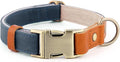 Plutus Pet Genuine Leather & Hemp Dog Collar – Adjustable Heavy Duty Pet Collar with Quick Release Metal Buckle, Soft & Stylish for Puppy and Small, Medium, Large Dogs (Blue, M)