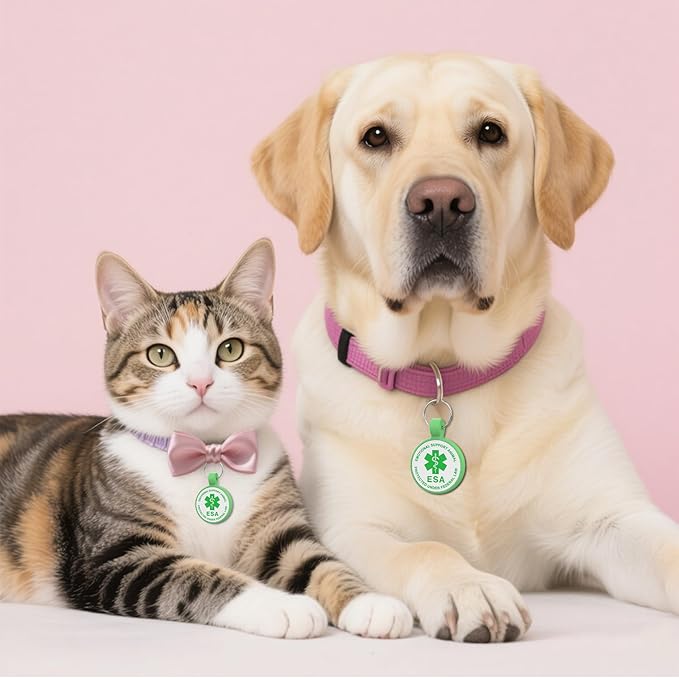 ESA Dog Tag, QR Code Dog Tag, Modifiable Free Pet Online Profile, Scannable QR Code, Scan QR Send Instant Location Alert Email, Silicone Lightweight ID Tag for Kitten and Puppy (Green, Small)