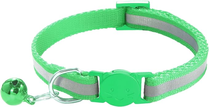 3 Pack Reflective and Breakaway with Bells of Cat Collar，Adjustable from 7.5 to 12.5 Inches, Ideal of Kitten Collar, Suitable for Girls and Boys (Light Green)