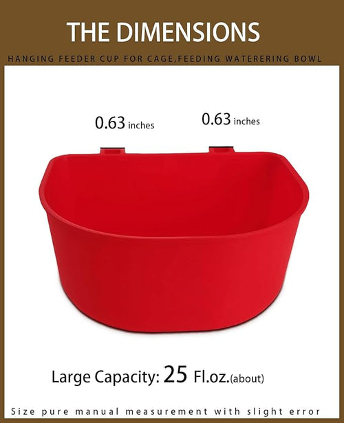 5 Pack Cage Cups Chicken Birds Feeder Water Bowl 25 OZ Rabbit Feeding Watering Dish for Travel Carrier Cat Puppy Food Dispenser Hanging Wire Cages Treats Box Seed Drinking Coop Cup Birdbath