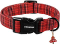 DOGWONG Christmas Plaid Dog Collar, Cute Adjustable Red Tartan Collar, Red Grid Dog Collar with Strong Plastic Buckle for Small Medium Large Dogs,S