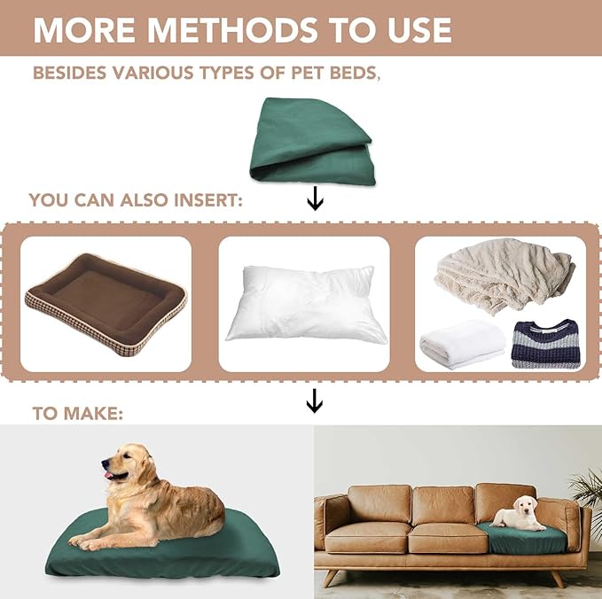 Dog Bed Cover Waterproof Replacement Machine Washable Covers for Dog Bed Heavy Duty Scratch Resistant Mattress Protector Pet Bed 41x27 Inch Dark Green Cover Only