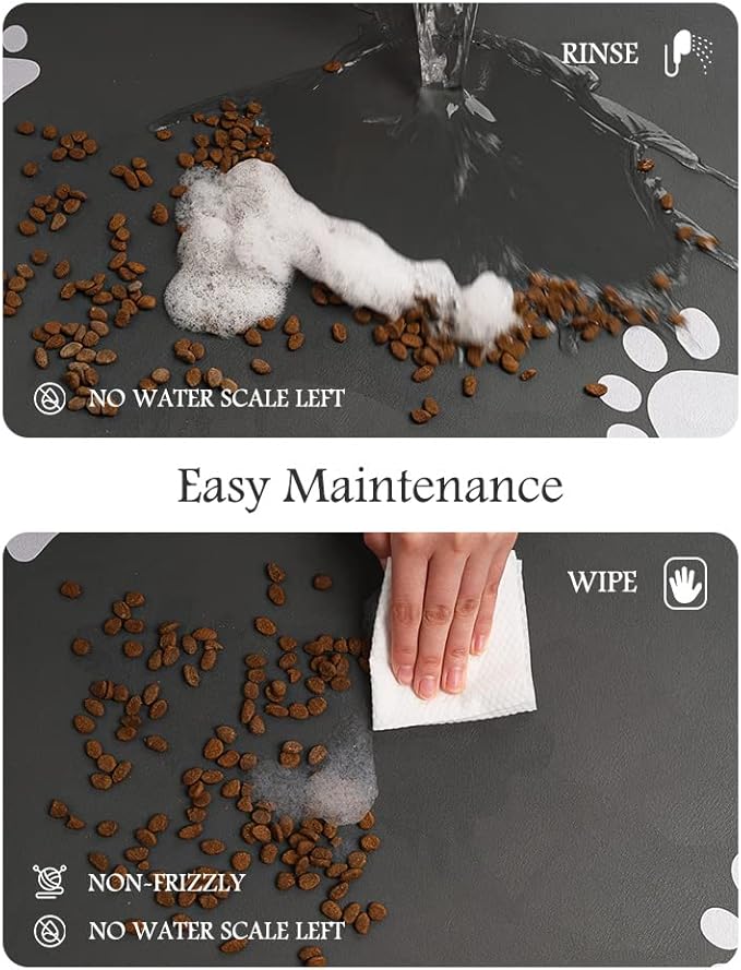 Pet Feeding Mat-Absorbent Dog Mat for Food and Water Bowl-No Stains Quick Dry Dispenser Mat-Dog Accessories Pet Supplies-Bowl for Messy Drinkers（Darkgrey,16"x24"