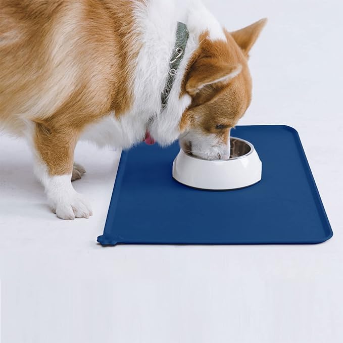 AUDWUD Silicone Waterproof Pet Feeding Mats,Anti Slip Bowl Pad, Dog Mat for Food and Water