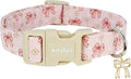 Pink Bow Dog Collar with Flower, Adjustable Cotton Puppy Collar, Cute Girl Boy Dog Collars for Small Medium Large Dogs, Ideal for Gifts,Pet Accessory,M