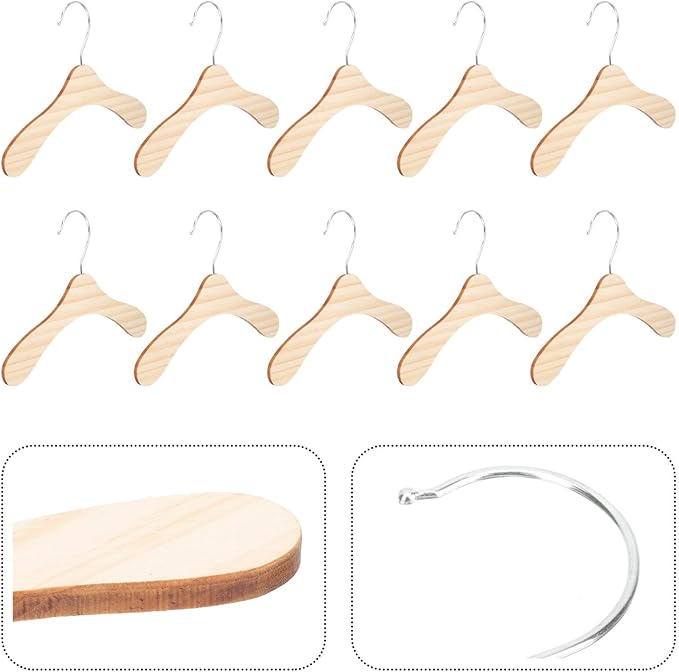 Toyvian 10pcs 8.66-inch Wooden Dog Hangers Large Pet Clothes Hangers Sturdy Household Cat Accessories for Closet Organization