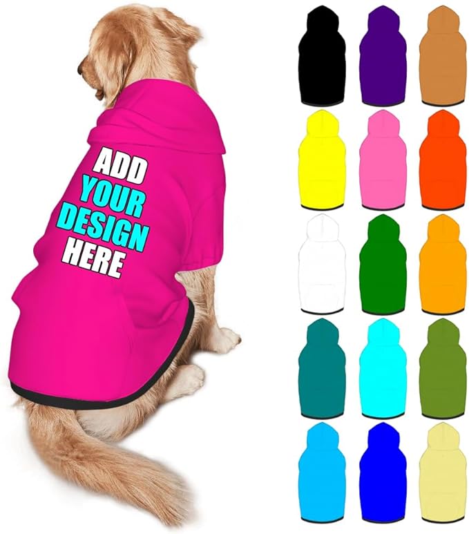 Custom Dog Hoodie Personalized Photo Text Logo Name Dog Clothes, Soft & Warm for Puppy Sweatshirt Hooded for Small Medium Large Dogs Girl/Boy Cats/Kitten, DeepPink, M