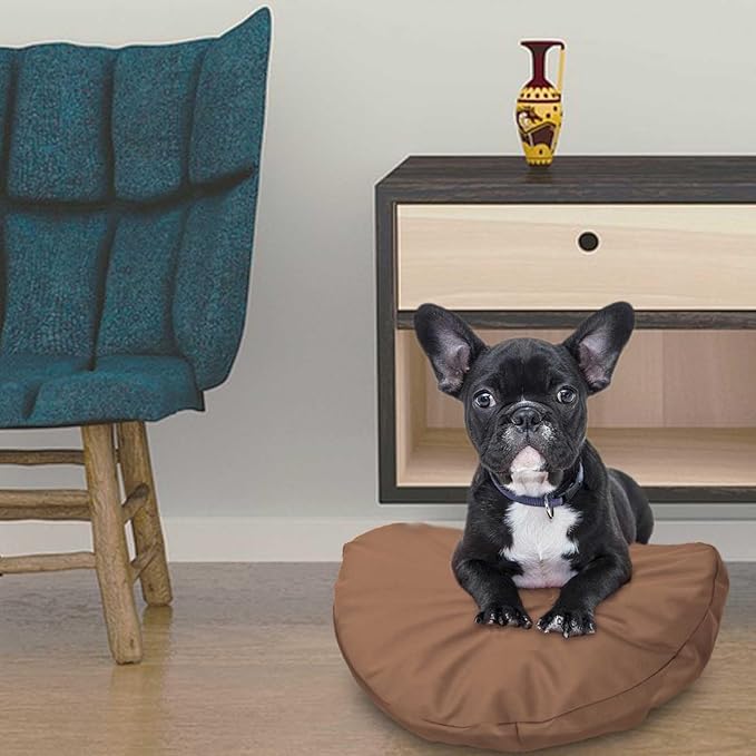Dog Bed Cover Waterproof Replacement Machine Washable Covers for 24x24 Inch Dog Bed Heavy Duty Scratch Resistant Mattress Protector Pet Bed Round Brown Cover Only