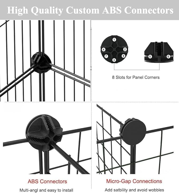 LANGXUN 16pcs Small Animal Pet Playpen with Door & Waterproof Mat, Rabbit Guinea Pig Cage, Puppy Kitten Playpen | Indoor & Outdoor Portable Metal Wire Yard Fence 13x13in