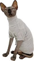 Sphynx Hairless Cats Shirt Cotton Cat Turtleneck Sweater Pullover Kitten T-Shirts with Sleeves Cat Pajamas Jumpsuit for Sphynx Cornish Rex, Devon Rex, Peterbald (Medium (Pack of 1), Light Grey)
