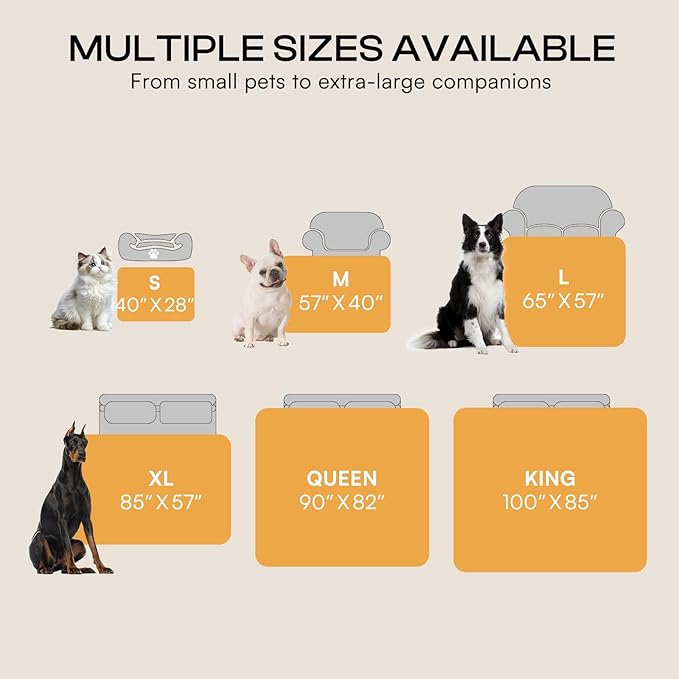 Luciphia Waterproof Pet Blanket, Liquid Pee Proof Dog Blanket for Sofa Bed Couch, Reversible Sherpa Fleece Furniture Protector Cover for Small Medium Large Dogs Cats, Khaki+Beige X-Large（85" x 57"）