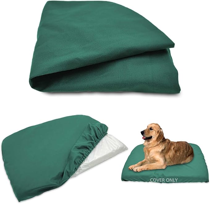 Dog Bed Cover Waterproof Replacement Machine Washable Covers for Dog Bed Heavy Duty Scratch Resistant Mattress Protector Pet Bed 47x29 Inch Dark Green Cover Only