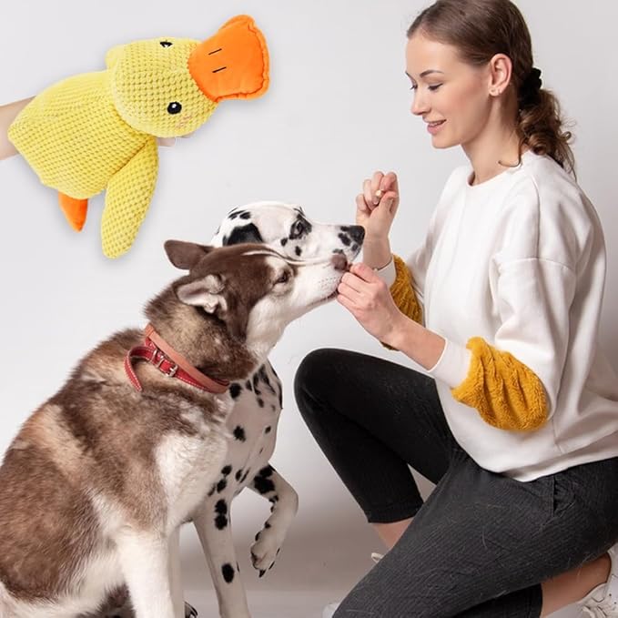 2025 Upgraded Dog Toys, New Durable Calming Duck Toys, Dog Toys for Aggressive Chewers with Soft Squeaker, Fun for Indoor Puppies and Senior Pups (Yellow, S-8.66 * 9.87in)