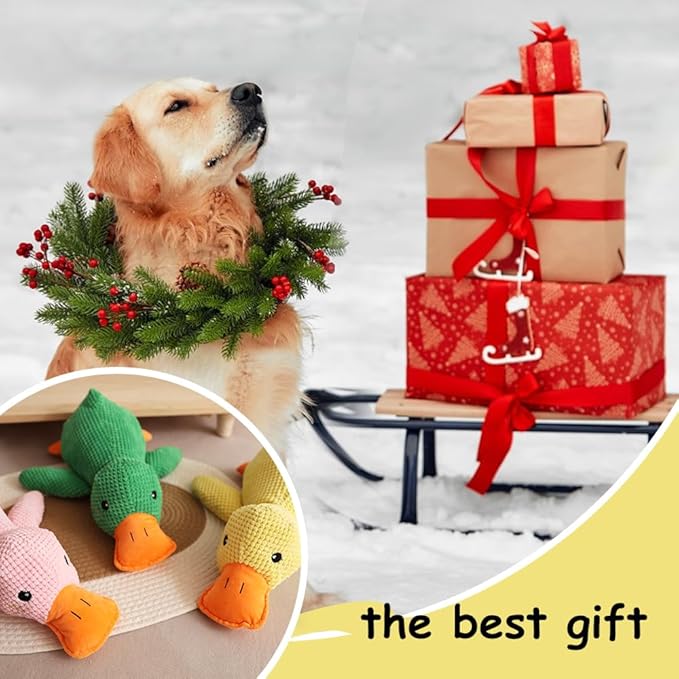 2025 Upgraded Dog Toys, New Durable Calming Duck Toys, Dog Toys for Aggressive Chewers with Soft Squeaker, Fun for Indoor Puppies and Senior Pups (3 Pcs, L-11.4 * 13.5in)