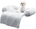 HACHIKITTY Calming Pet Sofa Bed Mat, Washable Plush Couch Cover for Dogs & Cats, Furniture Protector with Anti-Slip Bottom (30"x 27"x 6", Gray)