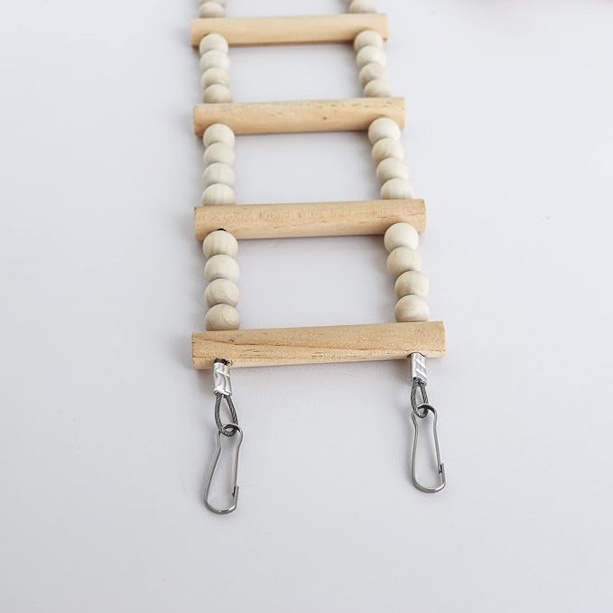 Bird Ladder Bridge, Wooden Pet Hamster Climbing & Swing Toys, Cage Accessories for Birds Rats Parrots Hamster Squirrel Sugar Gliders Parakeets Cockatiels - 8 Steps - 19.3 x 3.14 Inch