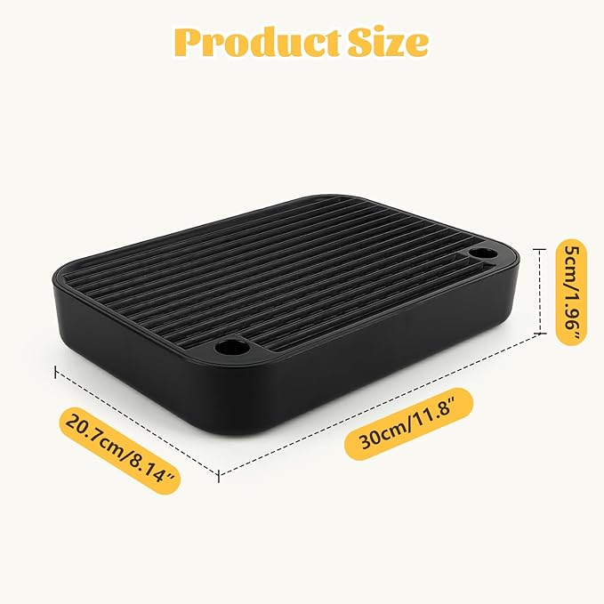Litter Box Step, Cat Step/Ramp/Catcher with Filter Function, Easy to Clean, Ideal for Kitten & Elderly Cats (Black)