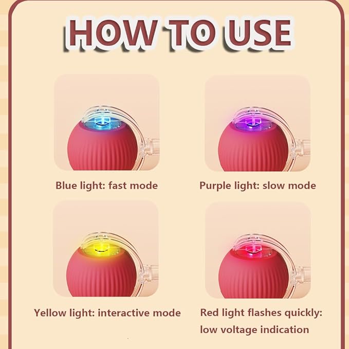 Interactive Cat Toys for Indoor Cats, Agility Move Cat Balls,Motion Activated Cat Balls, Cat Toys for Bored Indoor Cats（Red）