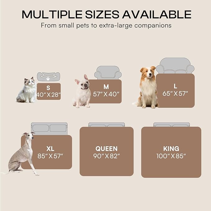 Luciphia Waterproof Pet Blanket, Liquid Pee Proof Dog Blanket for Sofa Bed Couch, Reversible Sherpa Fleece Furniture Protector Cover for Small Medium Large Dogs Cats, Khaki King Size（100" x 82"）
