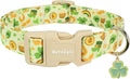 St. Patrick's Day Dog Collar,Light Green Puppy Collar with Lucky Shamrock,Adjustable Spring Cotton Collars Gifts for Small Medium Large Dogs,Dog Accessories XS