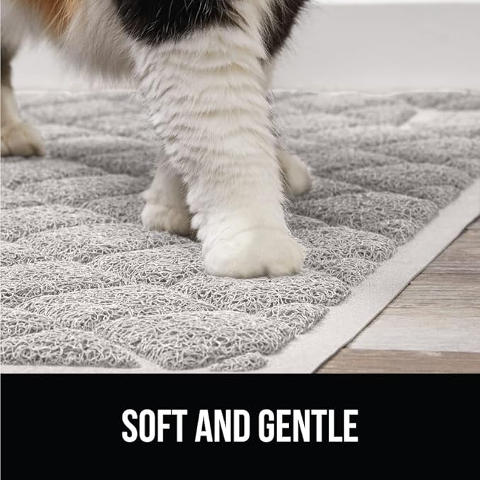 GORILLA GRIP Cat Litter Box Mat, Water Resistant, US Designed Kitty Litter Trapping Mats, Easy to Clean, Scatter Control, Less Mess and Clean Floors, Kitten Supplies for Indoor Cats, 30x20 Light Gray