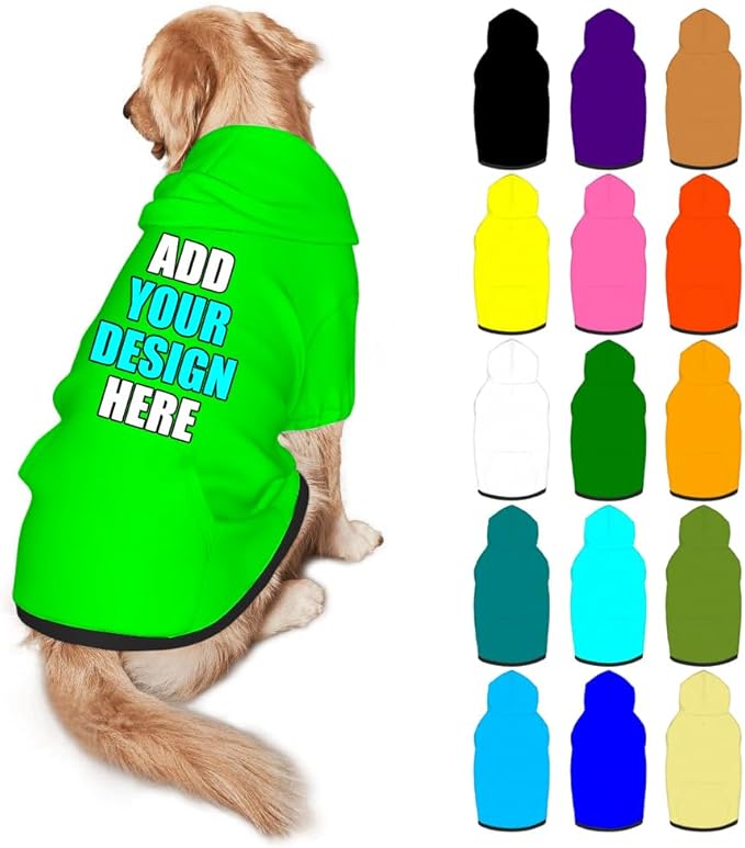 Personalized Dog Hoodie Customized with Name Photo Pet Warm Sweater Hoodie for Medium Large Dogs & Cat Puppy, Lime, XXL