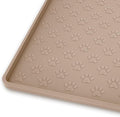 Ptlom Silicone Dog Food Mat Waterproof Pet Feeding Mat with High-Lips, Anti-Slip Dog Bowl Mat for Food & Water, Non-Spill Puppy Feeding Tray for Small, Medium & Large Dogs and Cats, Taupe