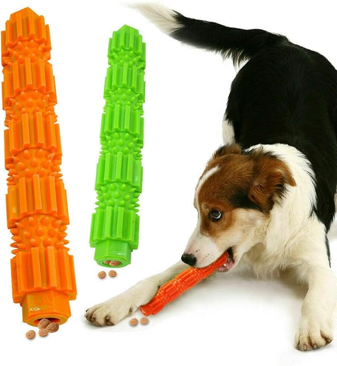 oAtm0eBcl Pet Dog Chew Toy, TPR Rubber Stick Puppy Chewy Toy for Aggressive Chewer, Teeth Cleaning & Slowing Feeding Toy for Dogs Orange L
