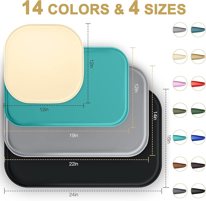 Silicone Pet Feeding Mat with Raised Edge for Food and Water, Dog Bowl Mats, Cat Bowls Placemat with High Lip for Floor Waterproof, Rubber Tray for Cats and Dogs 19 x 12 x0.7 Slate Blue