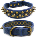Spiked Dog Collar Soft Pu Leather Mushrooms Rivet Spike Studded Puppy Adjustable Pet Collars for Small Breeds (XS, Blue1)
