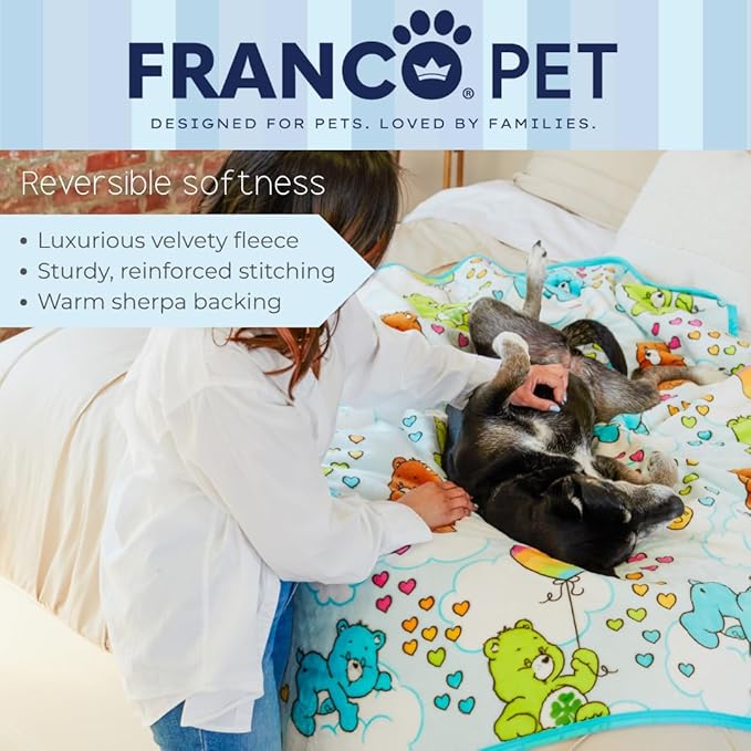 Franco Pet Care Bears Super Soft Cozy Waterproof Sherpa-Backed Blanket Throw for Medium Dogs, Couch/Bed/Car, 40x50 (Officially Licensed Product)
