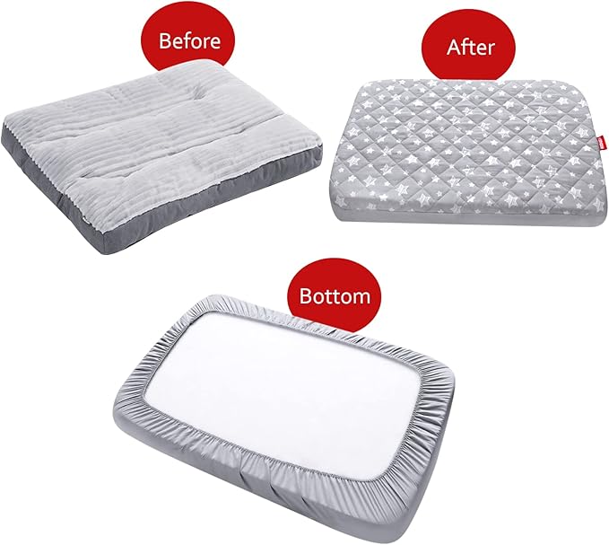 Waterproof Dog Bed Covers Replacement Washable Pet Hair Easy to Remove, Noiseless Quilted Puppy Pet Bed Cover Lovely Grey Star Print 29x41 Inches, for Dog/Cat, Cover Only