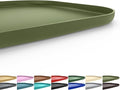Silicone Pet Feeding Mat with Raised Edge for Food and Water, Dog Bowl Mats, Cat Bowls Placemat with High Lip for Floor Waterproof, Rubber Tray for Cats and Dogs 19 x 12 x0.7 Light Olive Green