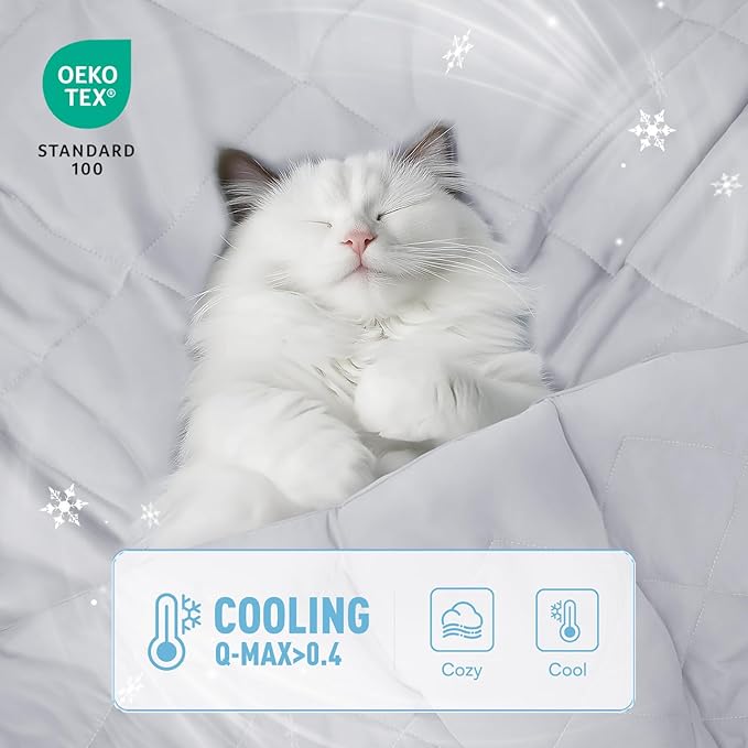 Luciphia Premium Cooling Dog Blanket for Small Medium Dogs Q-max>0.4 Washable Self-Cooling Cat Pet Mat Puppy Breathble Calming Throw for Beds Couches (Light Grey,40x60 inches)