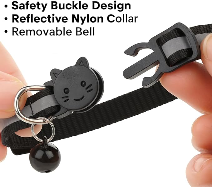 AirTag Cat Collar Breakaway – Reflective Kitten Collar with Holder for Apple AirTag Tracker, Bell & Cute Charm, Adjustable Lightweight Nylon for Boy & Girl Cats (Fits 8.66–13.78 in)