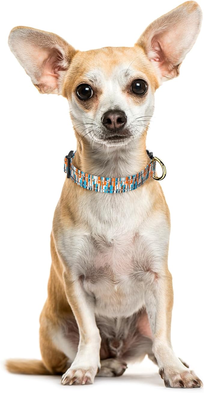 Reflective Dog Collar for Extra Small Dogs, Cute Boho Adjustable Heavy-Duty Nylon Puppy Collar for Boy and Girl Female, Soft Pet Accessories with Quick Release Buckle, Colorful Spliced