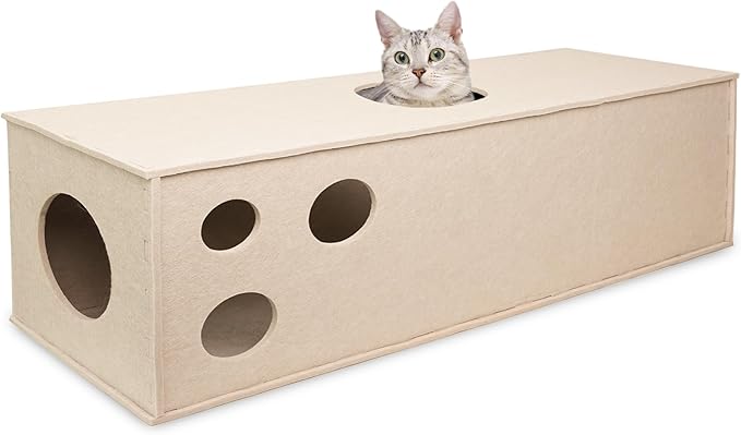 PETKARAY Cat Tunnel, Original Cat Hideaway Cave for Indoor Cats, Large Kitten Play Tubes and Tunnels, Soft Felt Cat Toy with Interactive Peek Hole