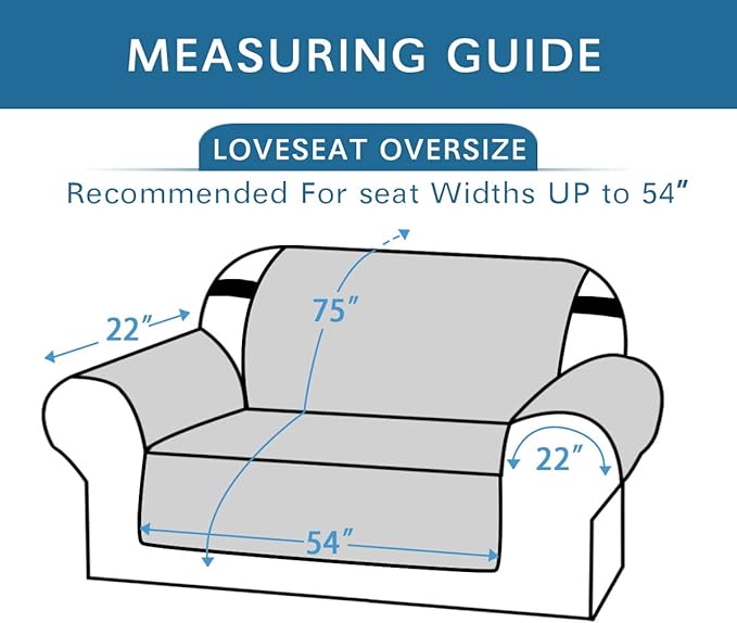 H.VERSAILTEX Reversible Loveseat Cover Furniture Protector Anti-Slip Water Resistant 2" Elastic Straps Couch Covers Pets Kids Fit Sitting Width Up to 54"(Oversized Loveseat: 75" x 98", Khaki/Beige)