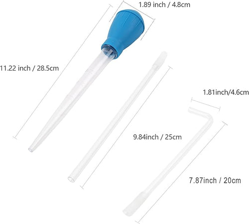 2 Set Manual Fish Tank Cleaning Tools with Extension Pipe and L Shaped Extension Pipe,30ml Aquarium Water Changer,28.9 Inches Siphon Dropper for Fish Bowl Waste Remover,Coral Feeder(Blue)