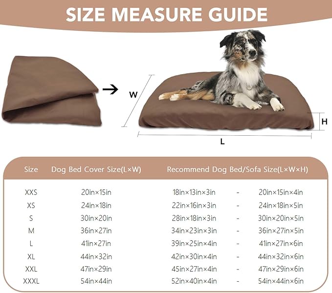 Dog Bed Cover Waterproof Replacement Machine Washable Covers for 30x20 Inch Dog Bed Heavy Duty Scratch Resistant Mattress Protector Pet Bed Cover Only Brown