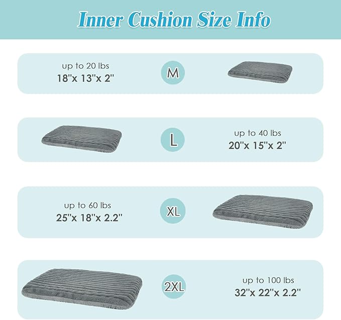 Orthopedic Dog Bed for Small Medium Dogs & Cats - Soft Furry Puppy Bed with Removable Washable Cover & Anti-Slip Bottom, Calming Rectangle Cat & Puppy Bed for Indoor Pets, 25x21x4inches, Grey