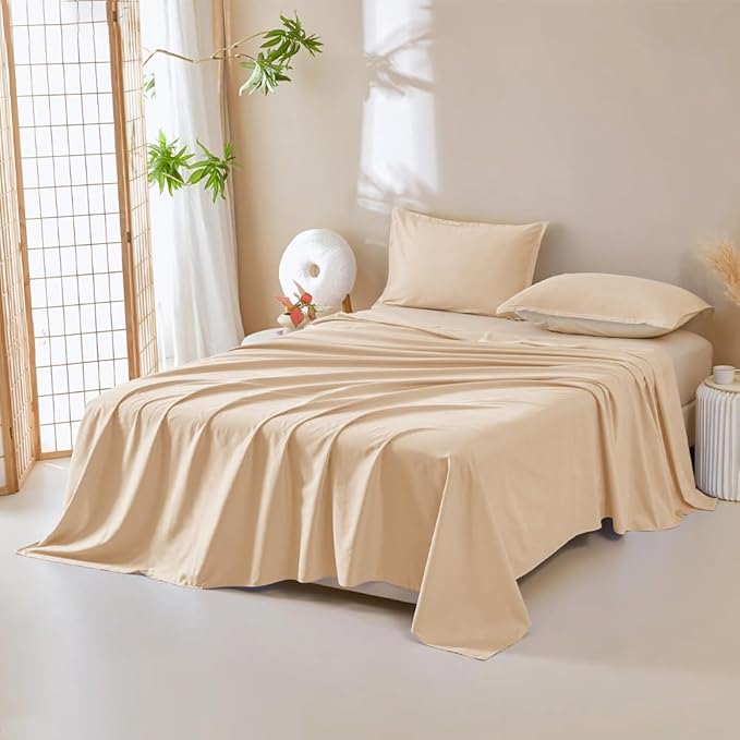 DUJUIKE Waterproof Bed Cover for Dog and Cats,Pet Hair Resistant Bed Sheet Cover, Protective Bed Liner Cover with 100% Waterproof Breathable Thin Fabric (Apricot Yellow, Queen 78 * 90 inch)