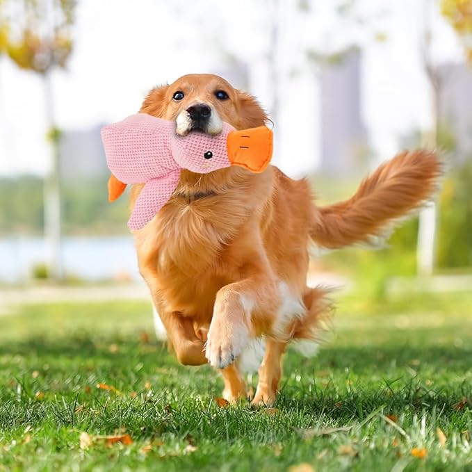 Dog Toys for Aggressive Chewers,2025 Upgraded Dog Chew Toys for Small Large Dogs,Indestructible Puppy Teething Toys,Plush Yellow Stuffed Duck Toy (Pink, Large)