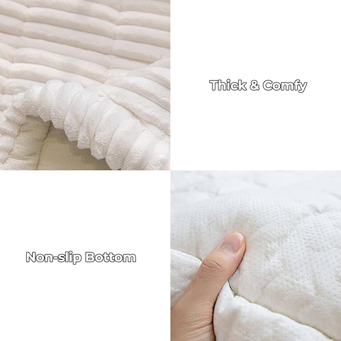 FUNNY FUZZY Pet Couch Covers for Sofa, Washable Dog Couch Cover Protector for Dogs, Flannel Couch Covers for Dogs Pet Friendly Pets Mat Bed Sofa Cover (White, 27.6"×59.1")